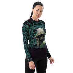 Dreamscape All-Over Print Women's Rash Guard pattern close-up.