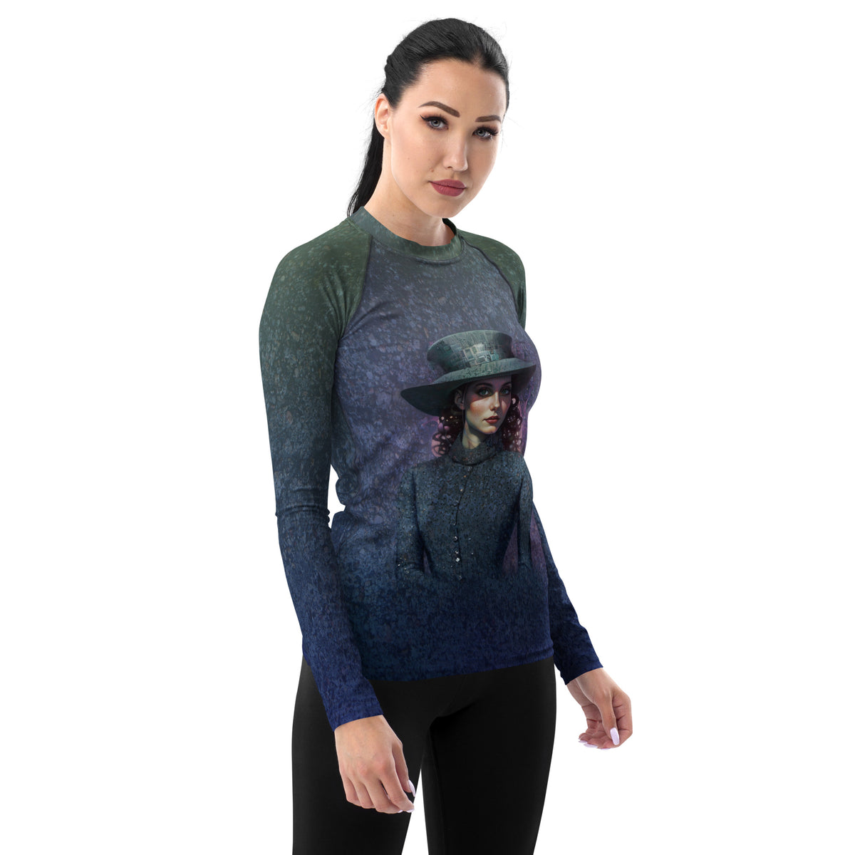 Urban Jungle All-Over Print Women's Rash Guard front view.