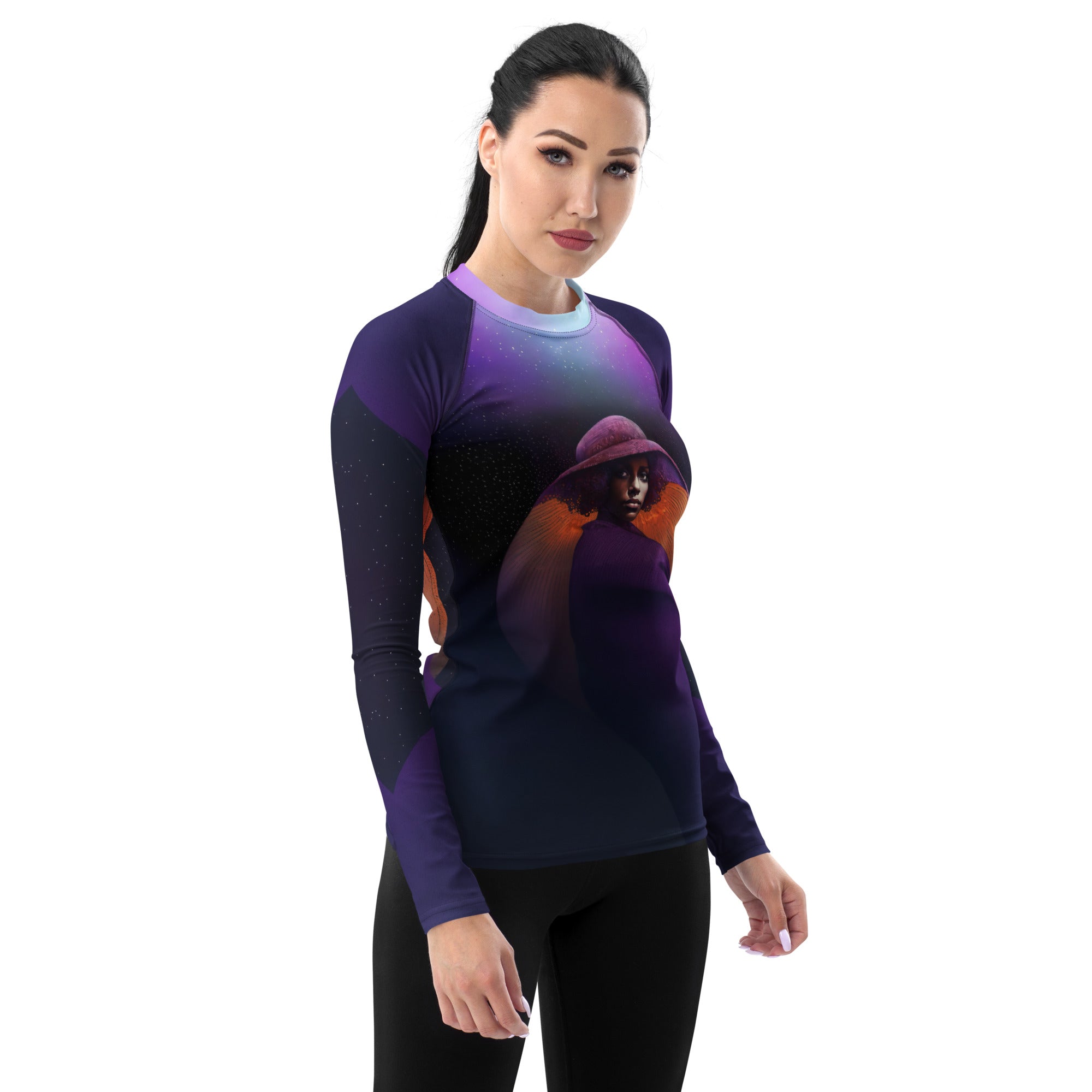 Tranquil Garden All-Over Print Women's Rash Guard front view.