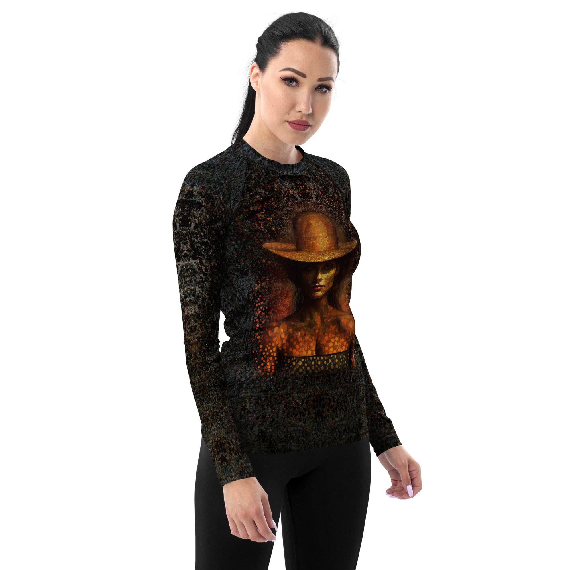 UV protective Modern Mosaic Women's Rash Guard for surfing