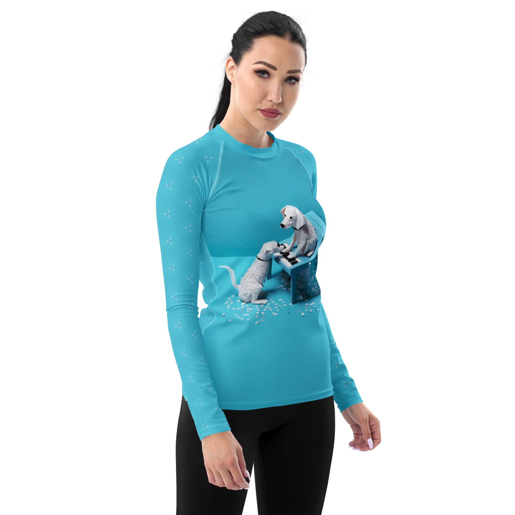 Stylish Women's Rash Guard featuring Sakura Blossom Shield.