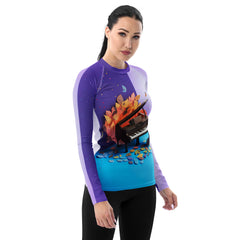 Women's Rash Guard with Kirigami Heartbeat pattern.