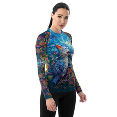 Kirigami Lotus Serenity Women's Rash Guard side view.