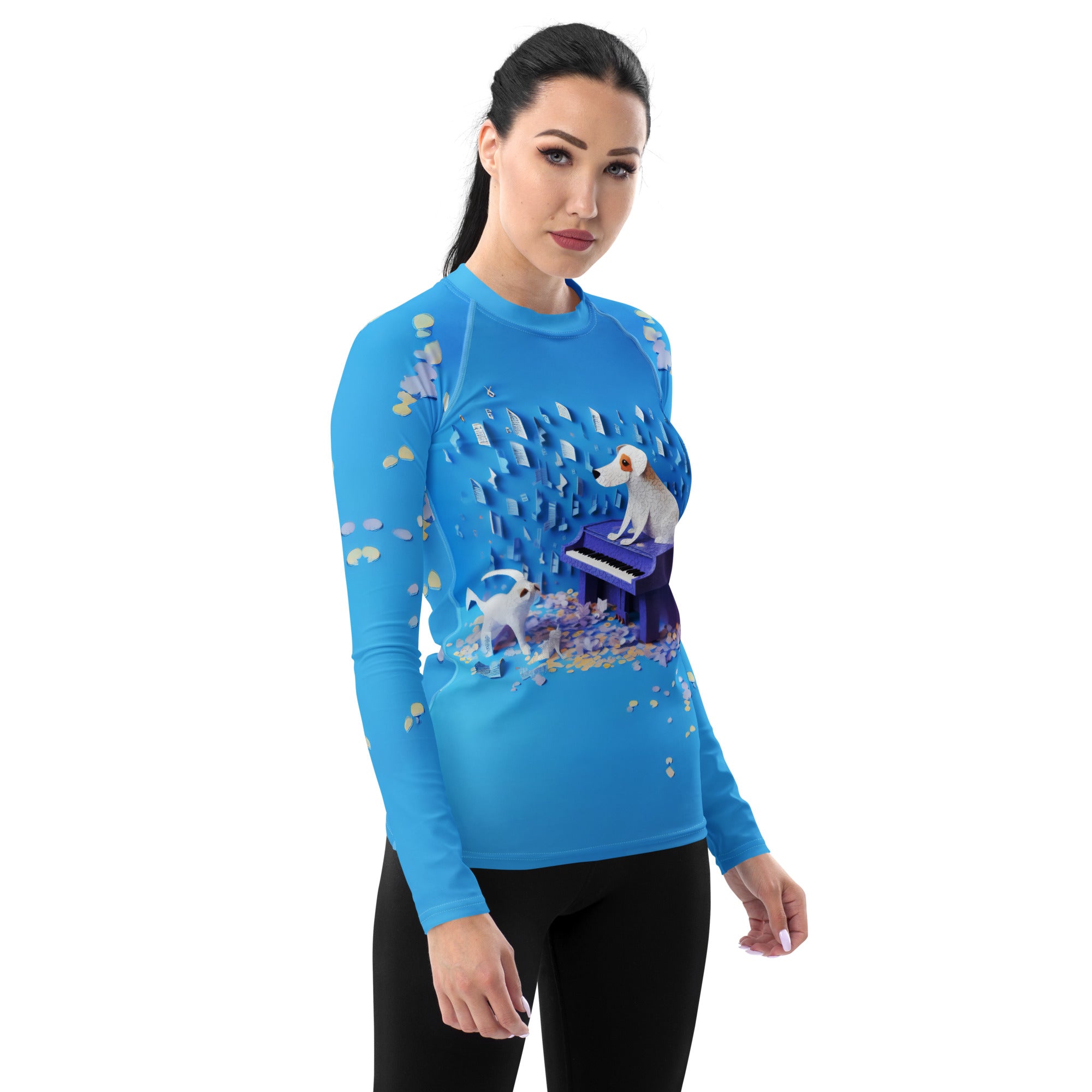 Close-up of Kirigami Phoenix Flight Women's Rash Guard pattern.