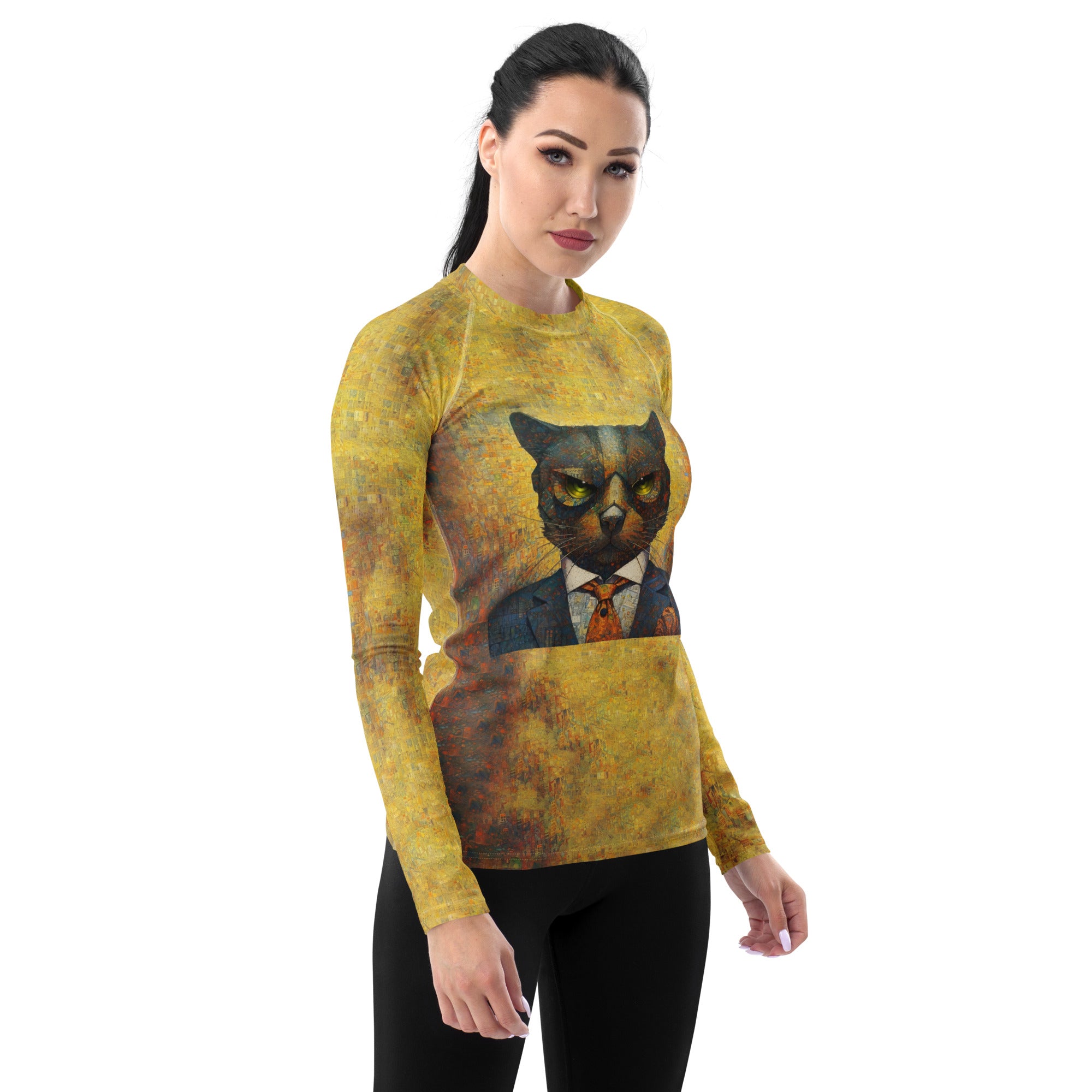 Stylish Whisker Wonderland Cat women's rash guard product image