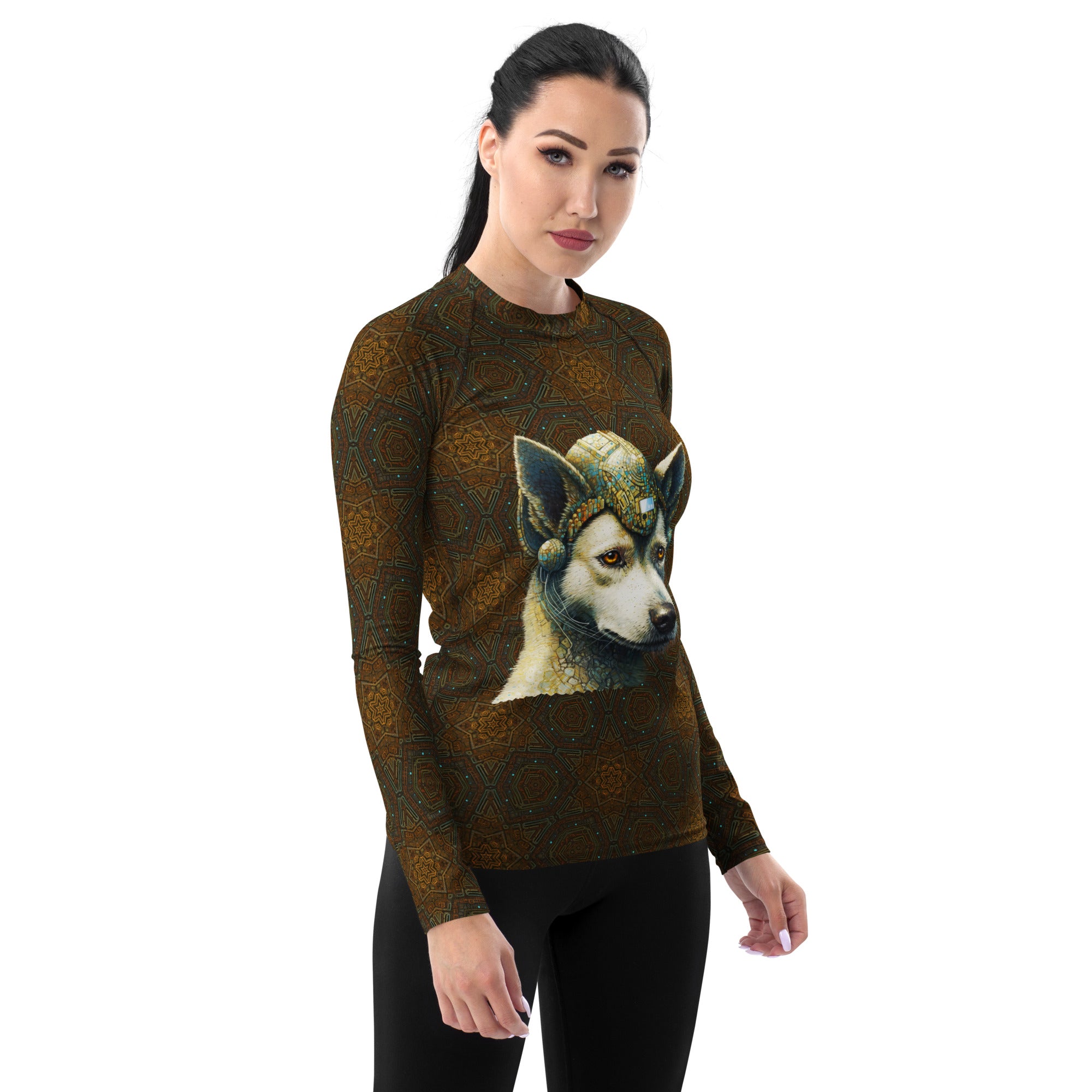 Active woman in Pawfect Companion Dog rash guard enjoying water sports