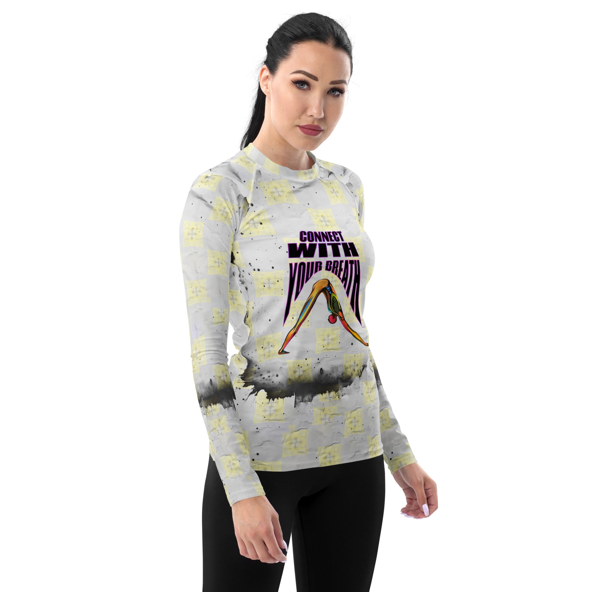 Activewear Harmony Half Moon print women's rash guard.