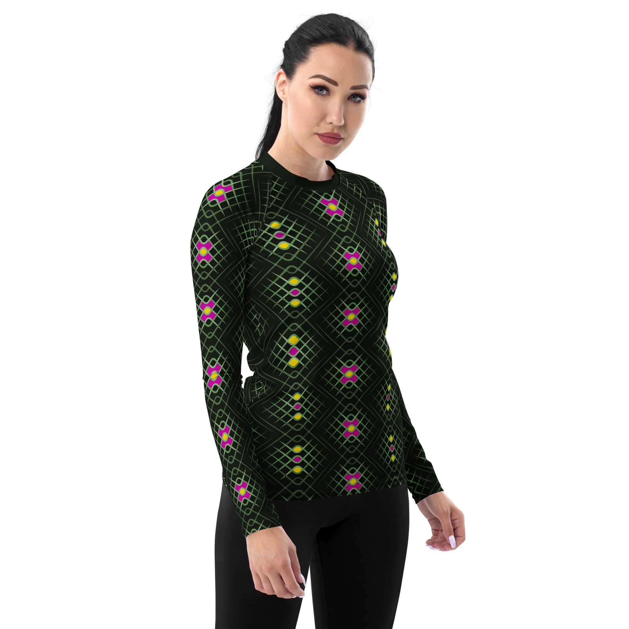 Abstract art design on women's rash guard