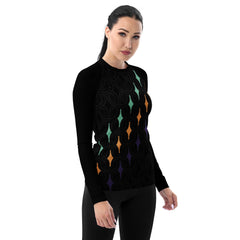 Stylish woman in Tribal Elegance water-resistant apparel