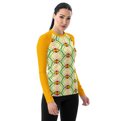 Women's rash guard in geometric waves style