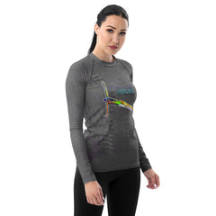 Stretch-friendly Downward Dog rash guard for active women.