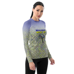 Stylish and soothing Fish Pose rash guard for active relaxation.