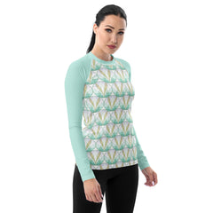 Colorful and artistic rash guard for women swimwear