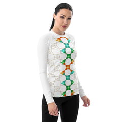 Activewear Tribal Fusion Women Rash Guard - Close-Up Pattern