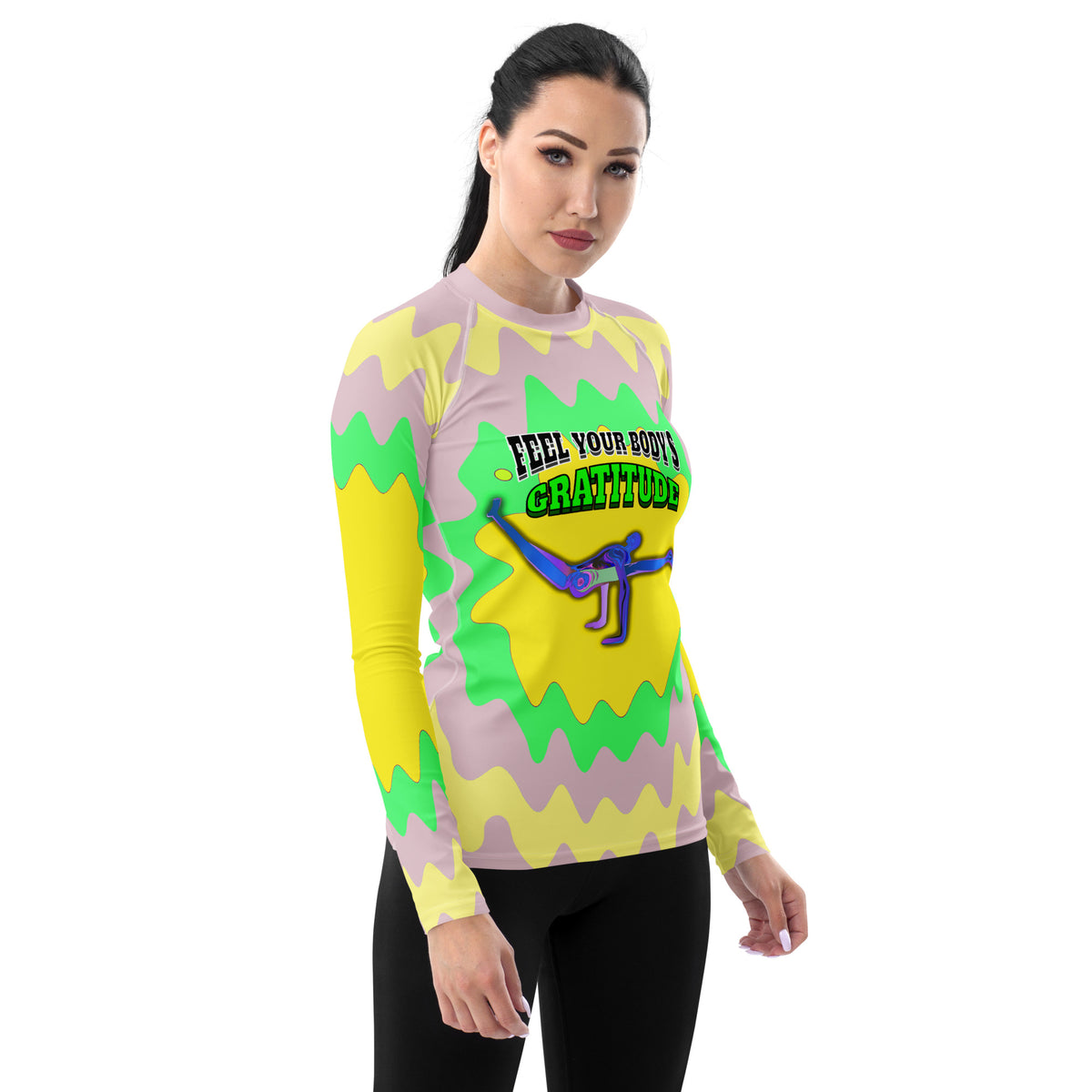 Gentle Glow Women's Rash Guard front view.