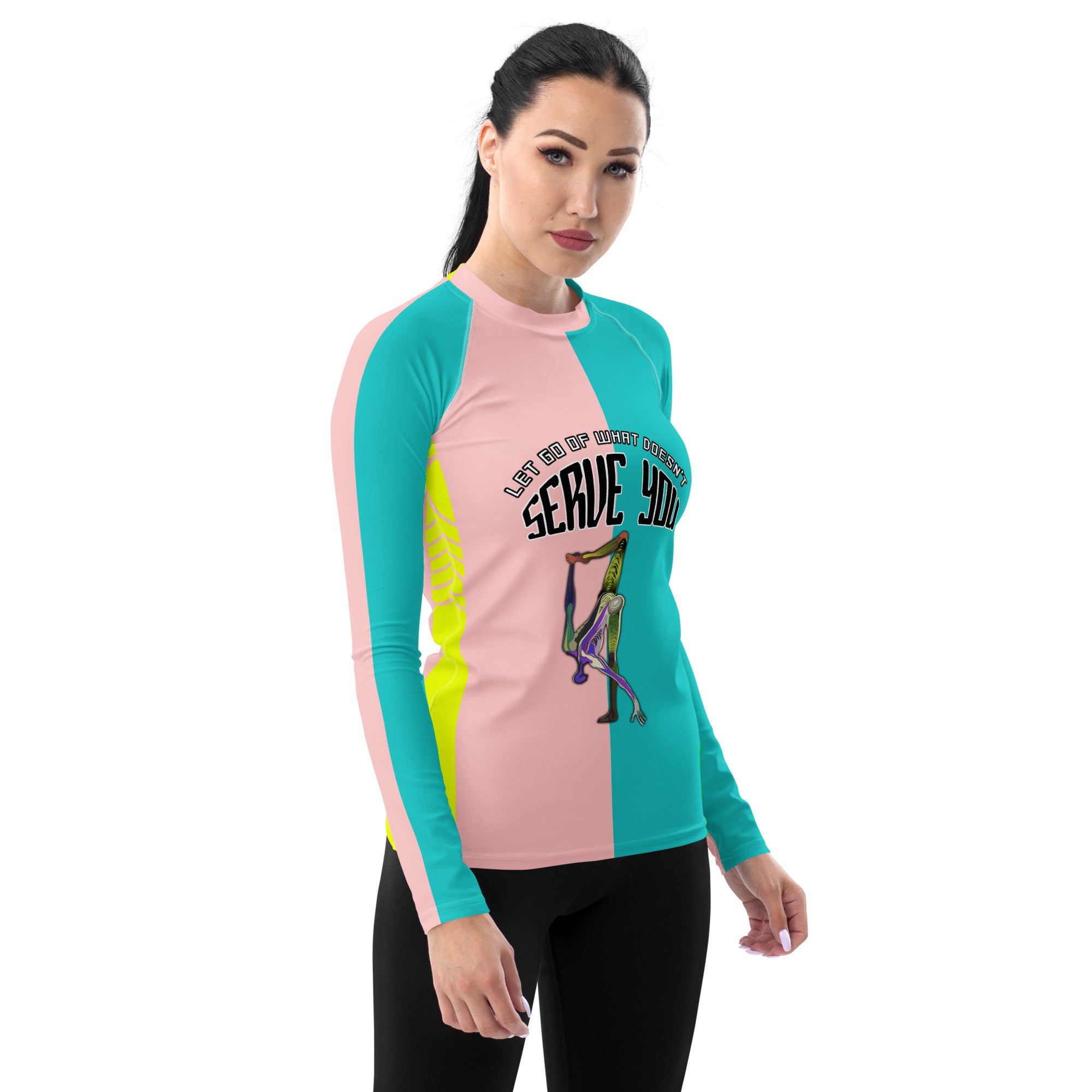 Enlightenment Edge Women's Rash Guard showing full sleeve detail.