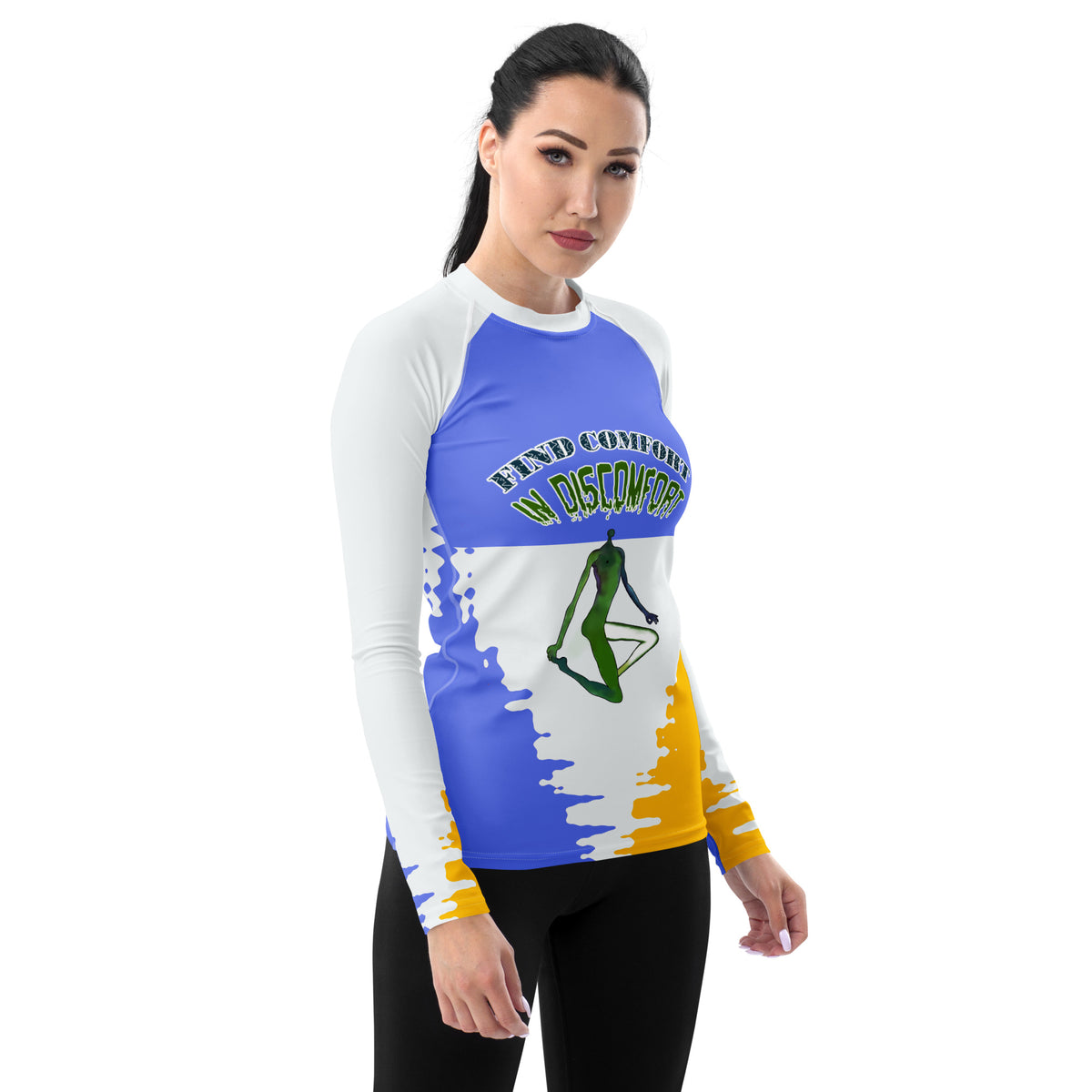 Pure Pose Women's Rash Guard in vibrant blue color.
