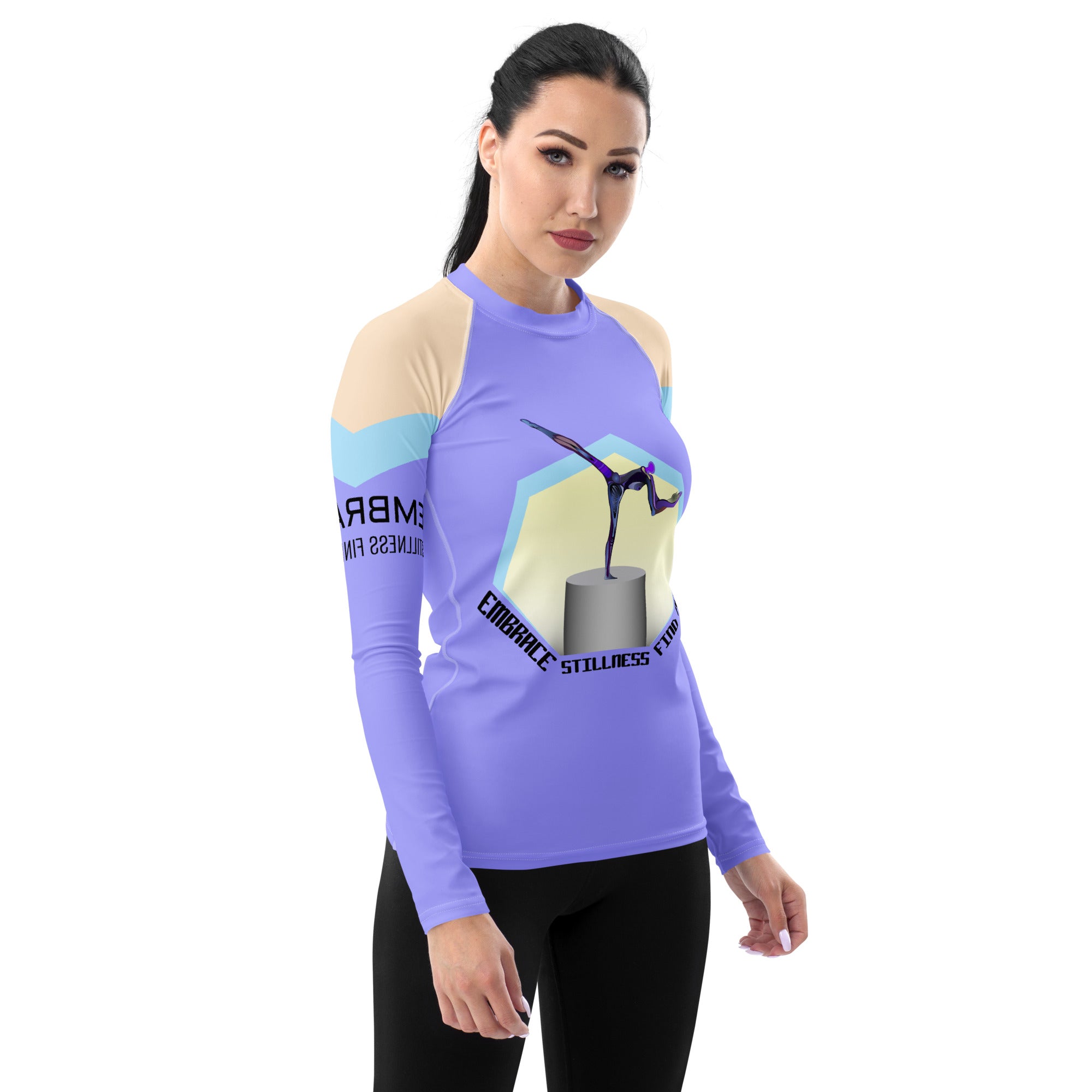 Back view of the Bamboo Bliss Women's Rash Guard showing its stylish design.


