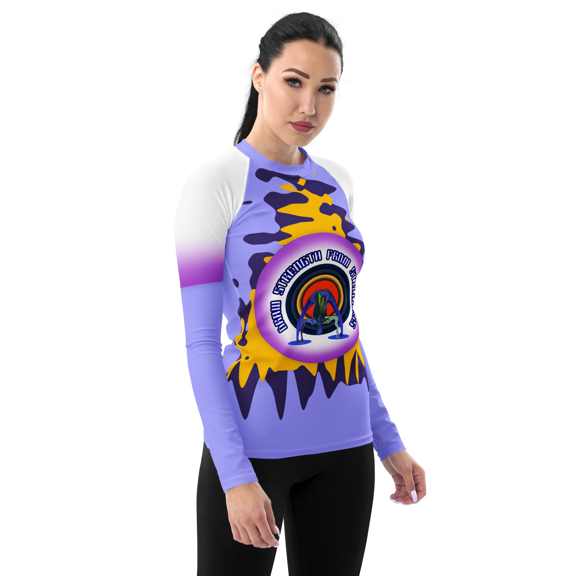 Whispering Willow women's rash guard front view.