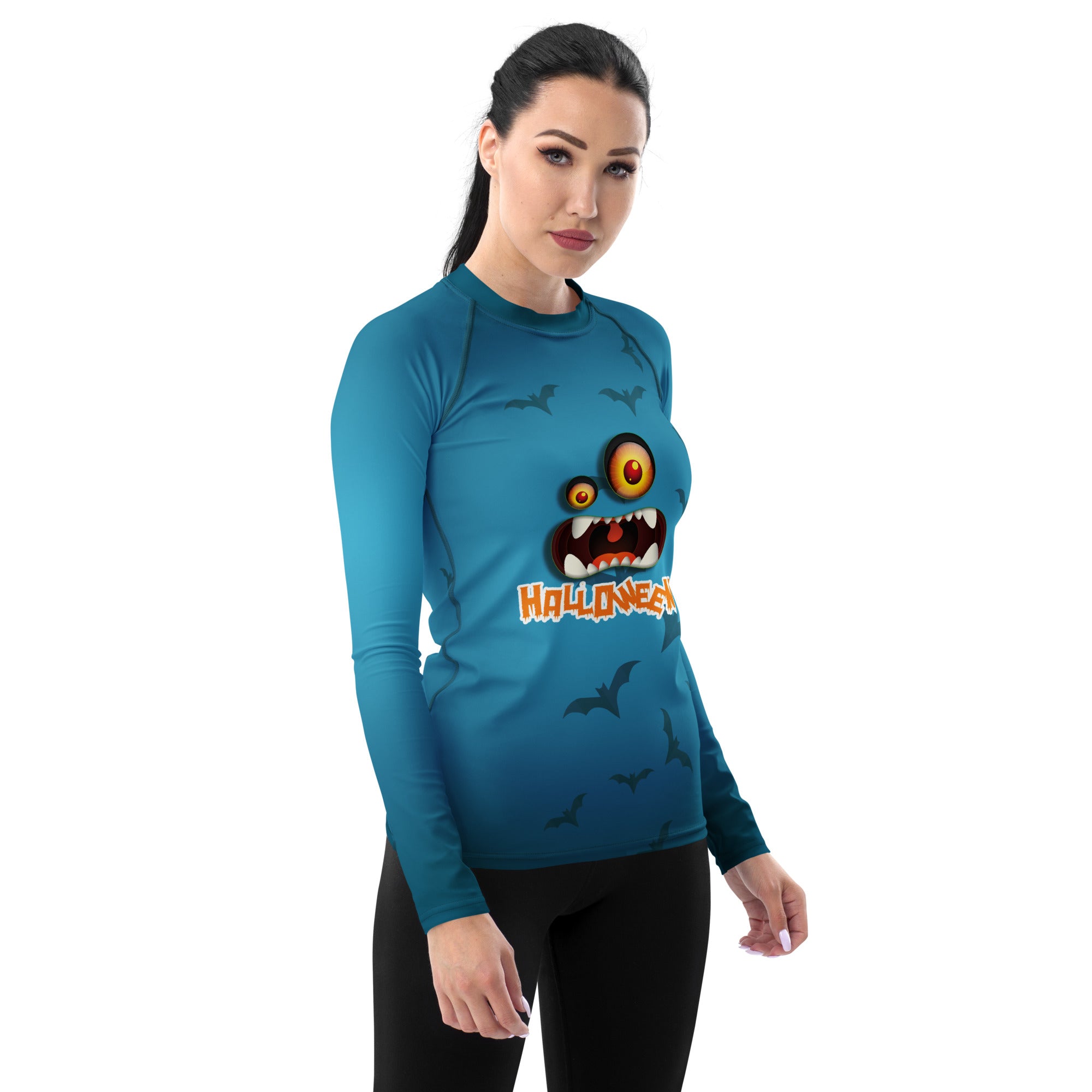 Spooky Black Cat Women's Rash Guard for Activewear





