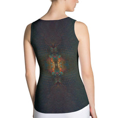 Stylish sublimation tank top from Vintage Visions on display.