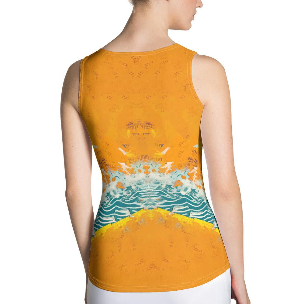 Super comfortable Surfing 5-30 Sublimation Tank, ideal for surfing and sunbathing"