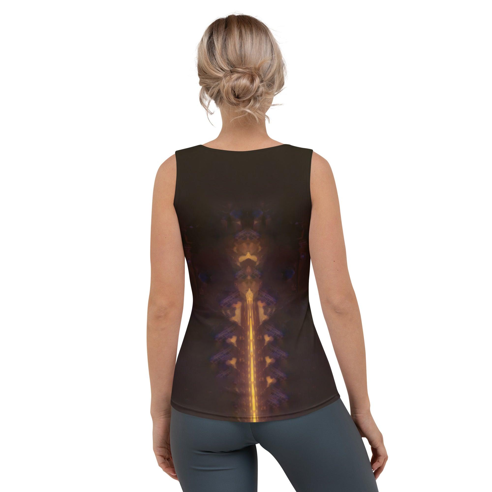 SurArt 82 sublimation tank top on model in urban setting