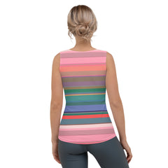 Psychedelic Prism Colorful Stripe All-Over Print Women's Tank Top