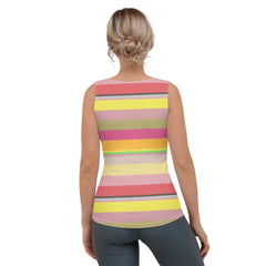 Electric Sunrise Colorful Stripe All-Over Print Women's Tank Top