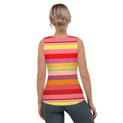 Vibrant Watercolor Strokes Colorful Stripe All-Over Print Women's Tank Top