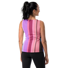 Retro Rainbow Blast Colorful Stripe All-Over Print Women's Tank Top