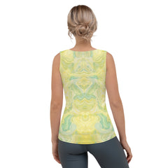 Woman wearing Jungle Jamboree Monkey tank top - casual style.