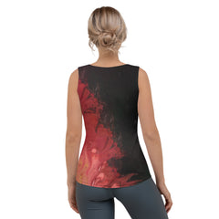 Back view of the Garden Serenade Women's Tank Top with detailed stitching