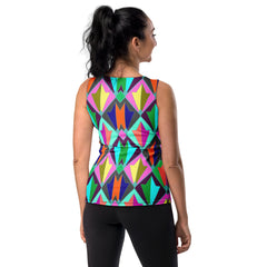 Whispering Breeze Women's Tank Top displayed on a hanger.