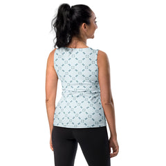 Close-up of Blossoms Breeze Tank Top's floral pattern.