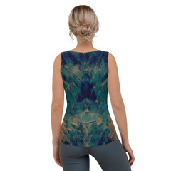 Close-up of Blossom Breeze Tank Top's floral pattern.