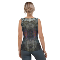 Mystic Waves All-Over Print Tank Top paired with leggings.