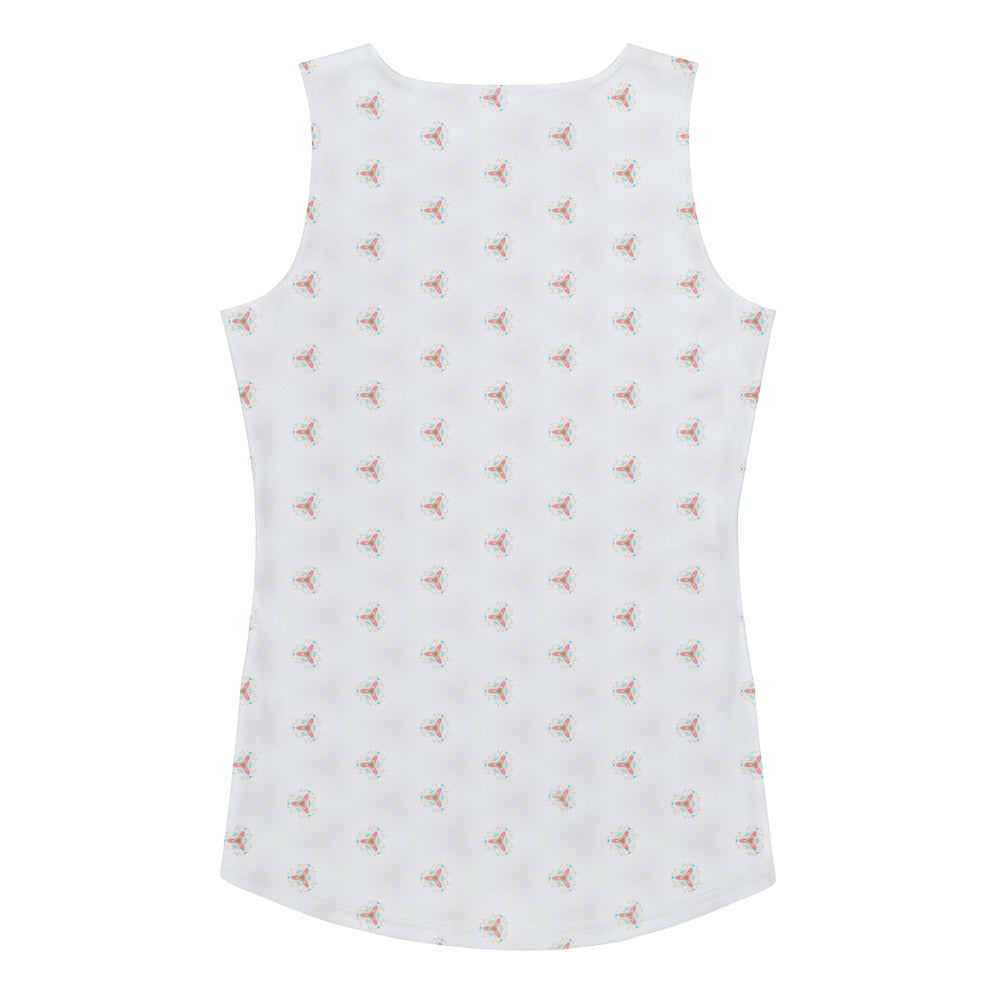 Frosty Snowflake Cutouts Women's Tank Top snowflake pattern close-up.