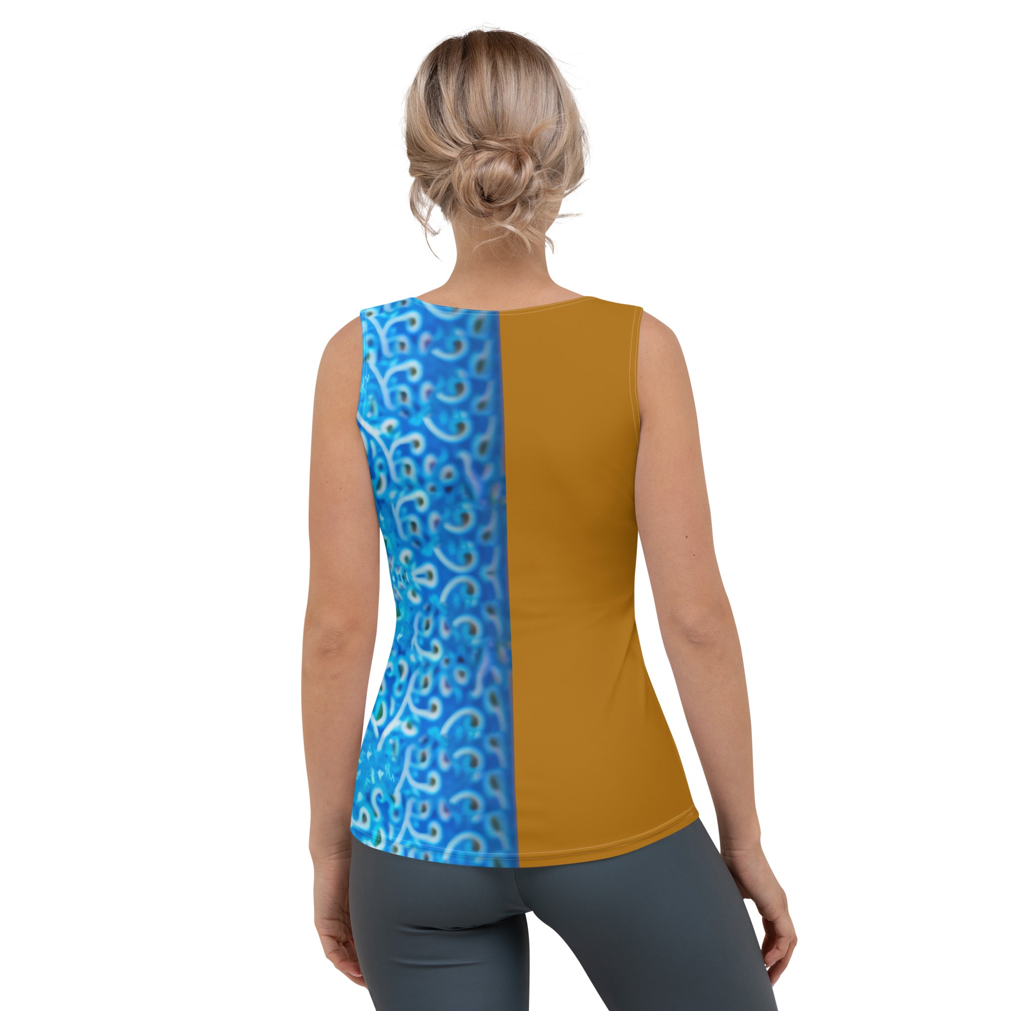 Artistic Lotus Bloom Papercraft Print on Women's Top.