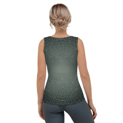 Woman wearing Futuristic Flair tank top with modern look.