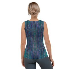 Women's tank top featuring modern geometric patterns.