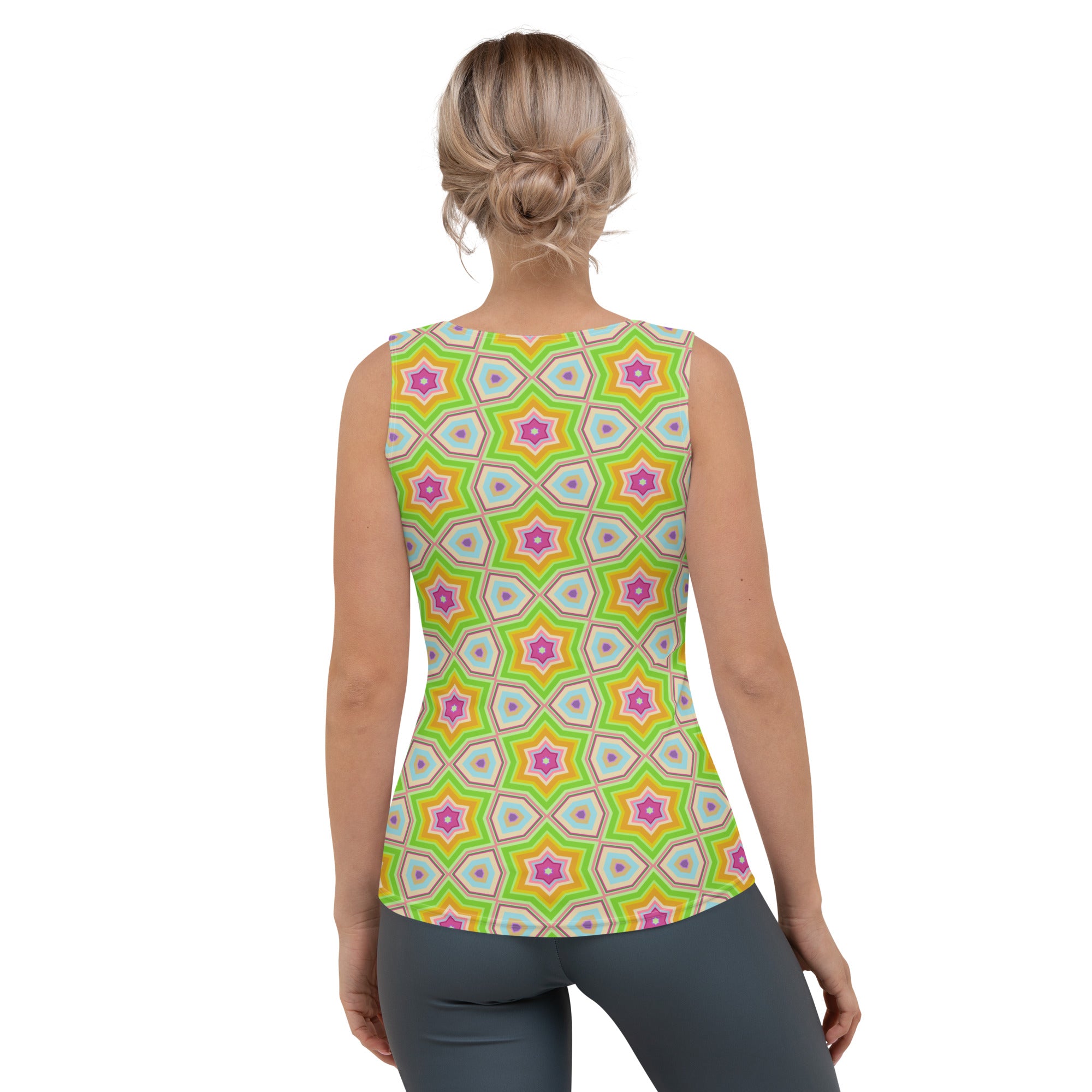 Stylish Women's Tank Top with Ocean Waves Design