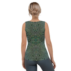 Elegant women's Boho Luxe tank top with intricate patterns.