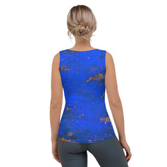 Women's tank top with bright paint splash design.