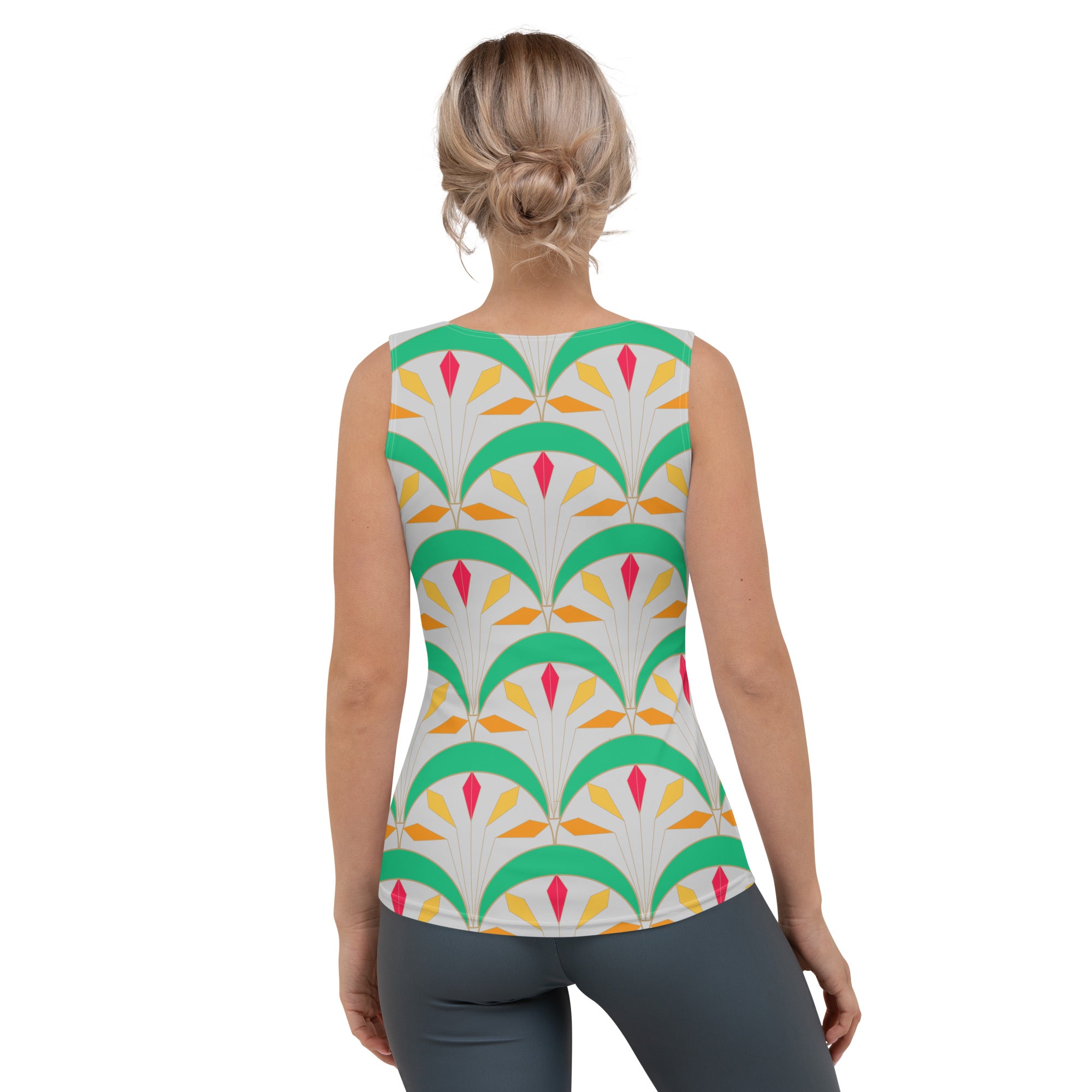 Colorful women's tank top with watercolor print