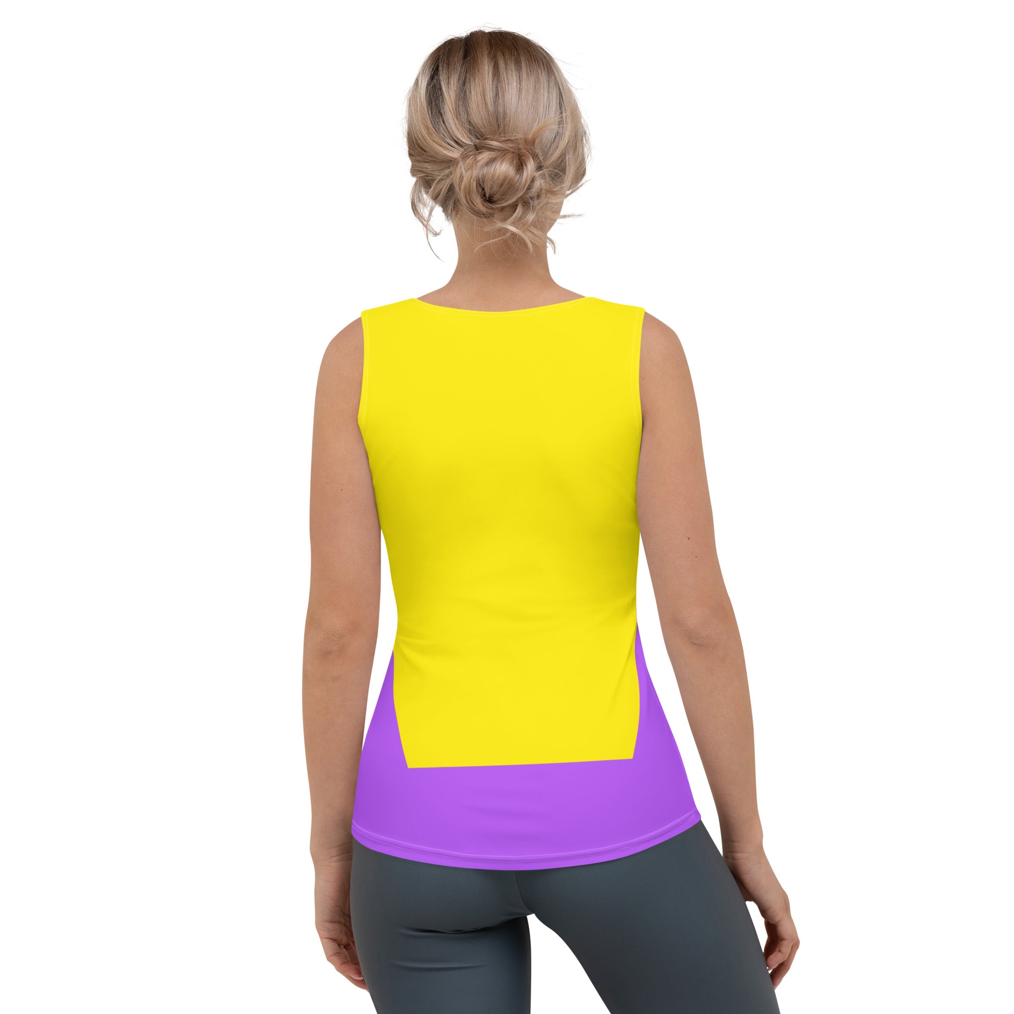 Relaxed fit Sanskrit Calm Women's Tank Top back view.
