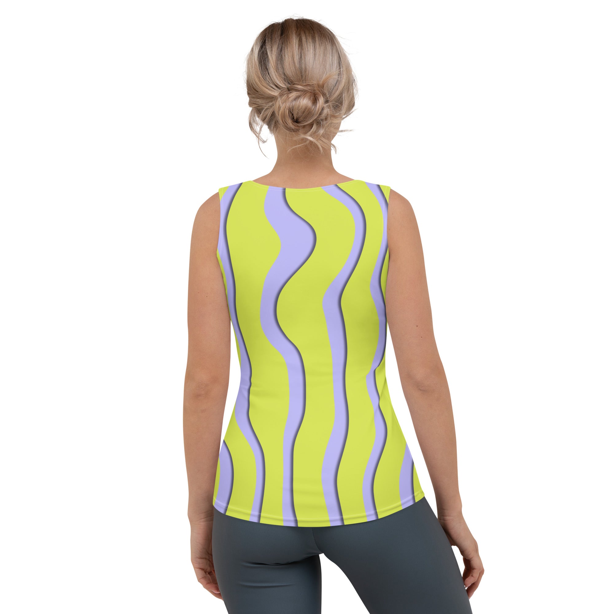 Yoga and meditation tank top in breathable fabric.