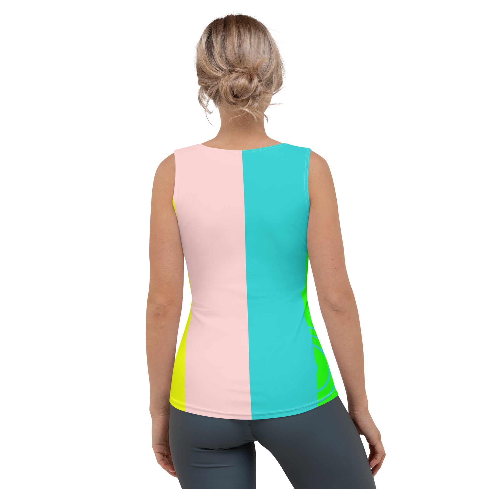 Close-up of the Balance Beam Tank Top fabric and design.