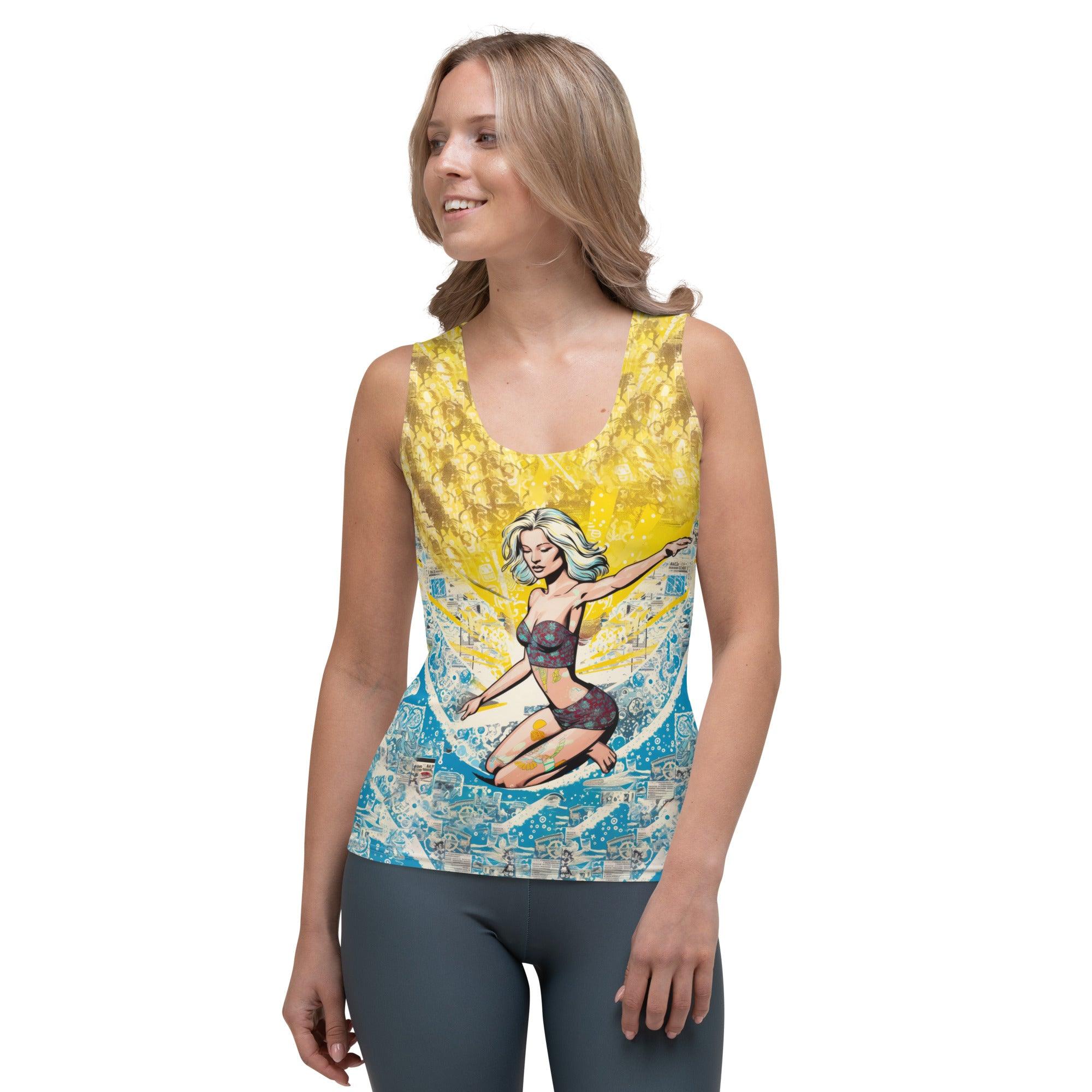 Eye-catching Surfing 1 24 Sublimation Tank Top with vibrant, surf-inspired graphics.