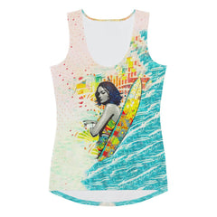 Vibrant Surfing 1 48 Sublimation Tank Top with standout graphics for surf enthusiasts.